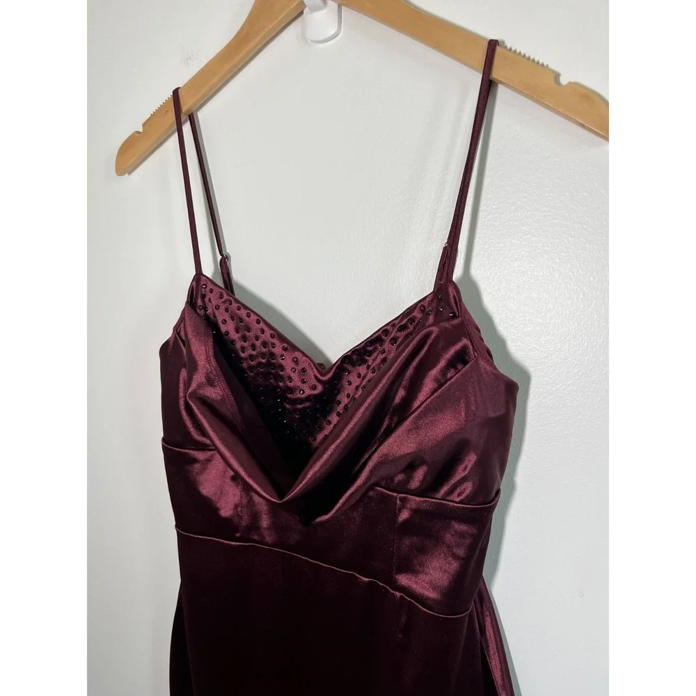 Whimsigoth Wedding Guest Cowl Neck Womens Midi Dress M Purple Rhinestone Studded